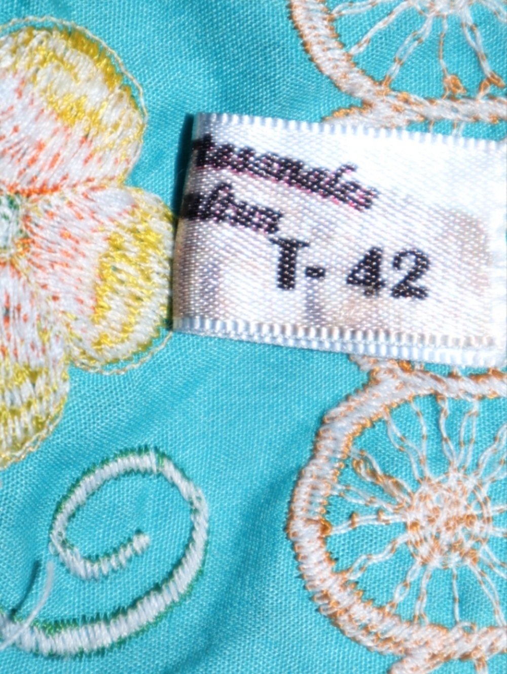 Teal Mexican Embroidered Blouse – Artisan Cotton Peasant Top, Boho Fiesta Sz 18 - Picture 8 of 10